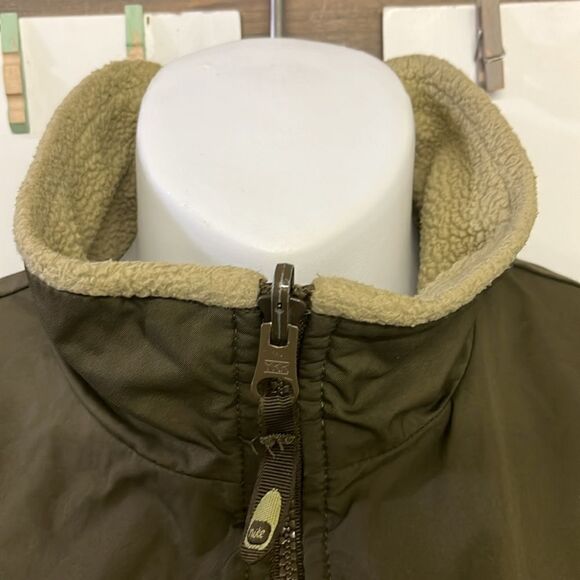 Nike Reversible Olive Tan Two Fabric Mock Neck Two Way Full Zip Up Vest- Small - Picture 5 of 14